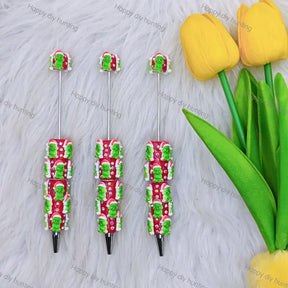Christmas Green Monster Beadable Pens Wholesale, Beadable Pens Supplies