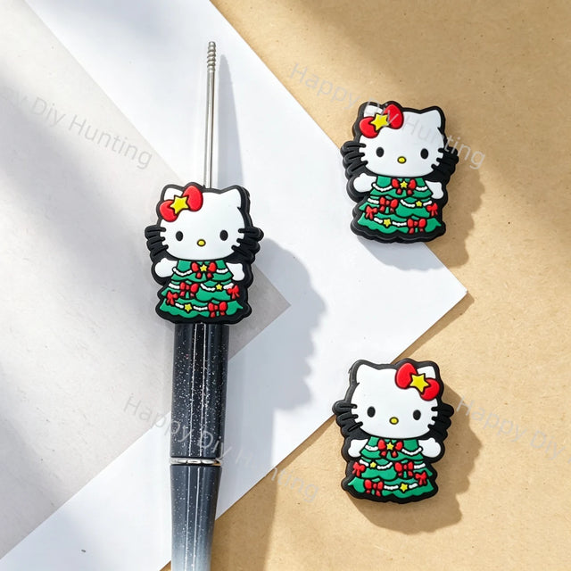 Christmas HelloKitty Silicone Focal Beads For DIY Beadable Pens& Jewelry