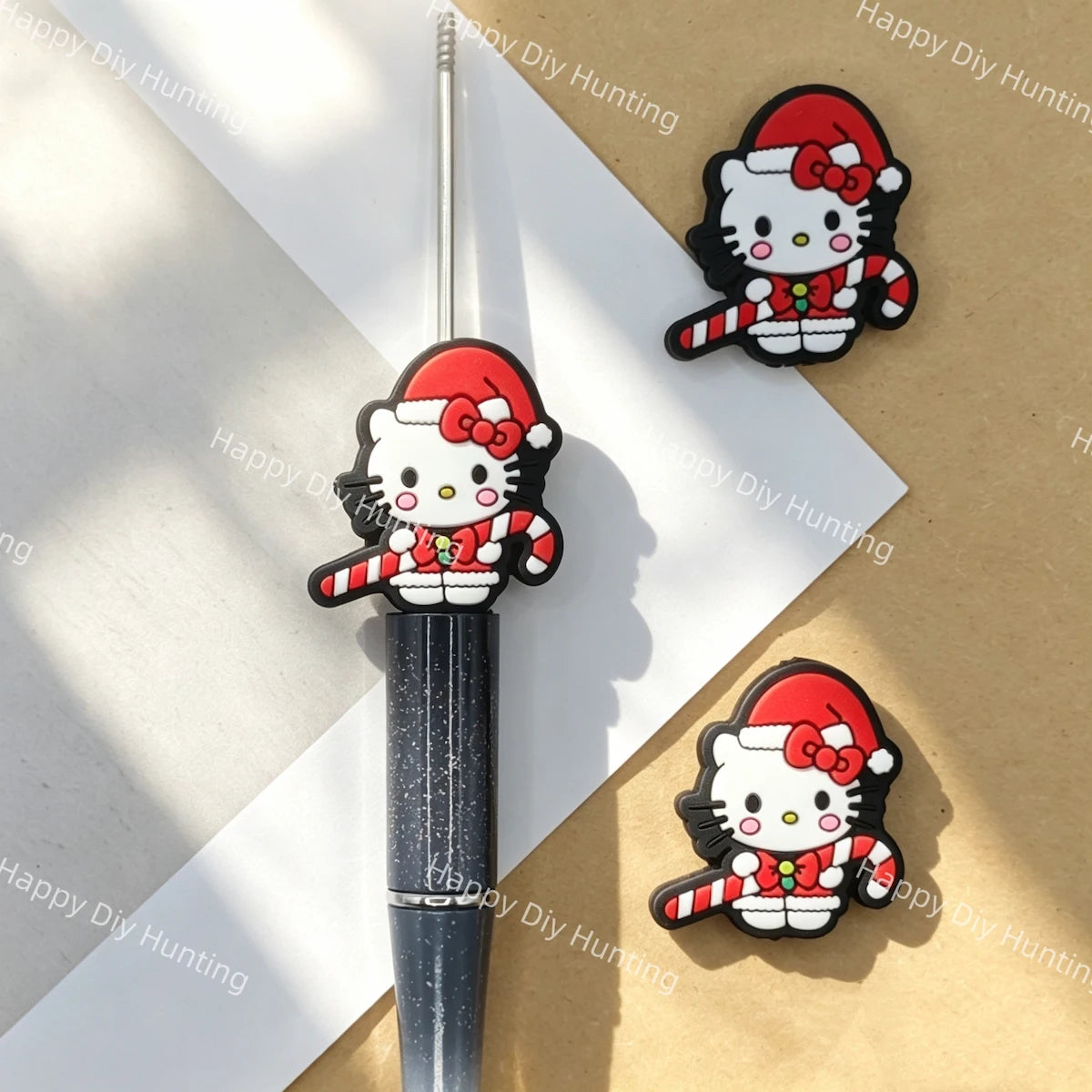 Christmas HelloKitty Silicone Focal Beads for DIY Beadable Pens