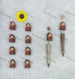 Handmade Beadable Pen with Clock Silicone Focal Beads