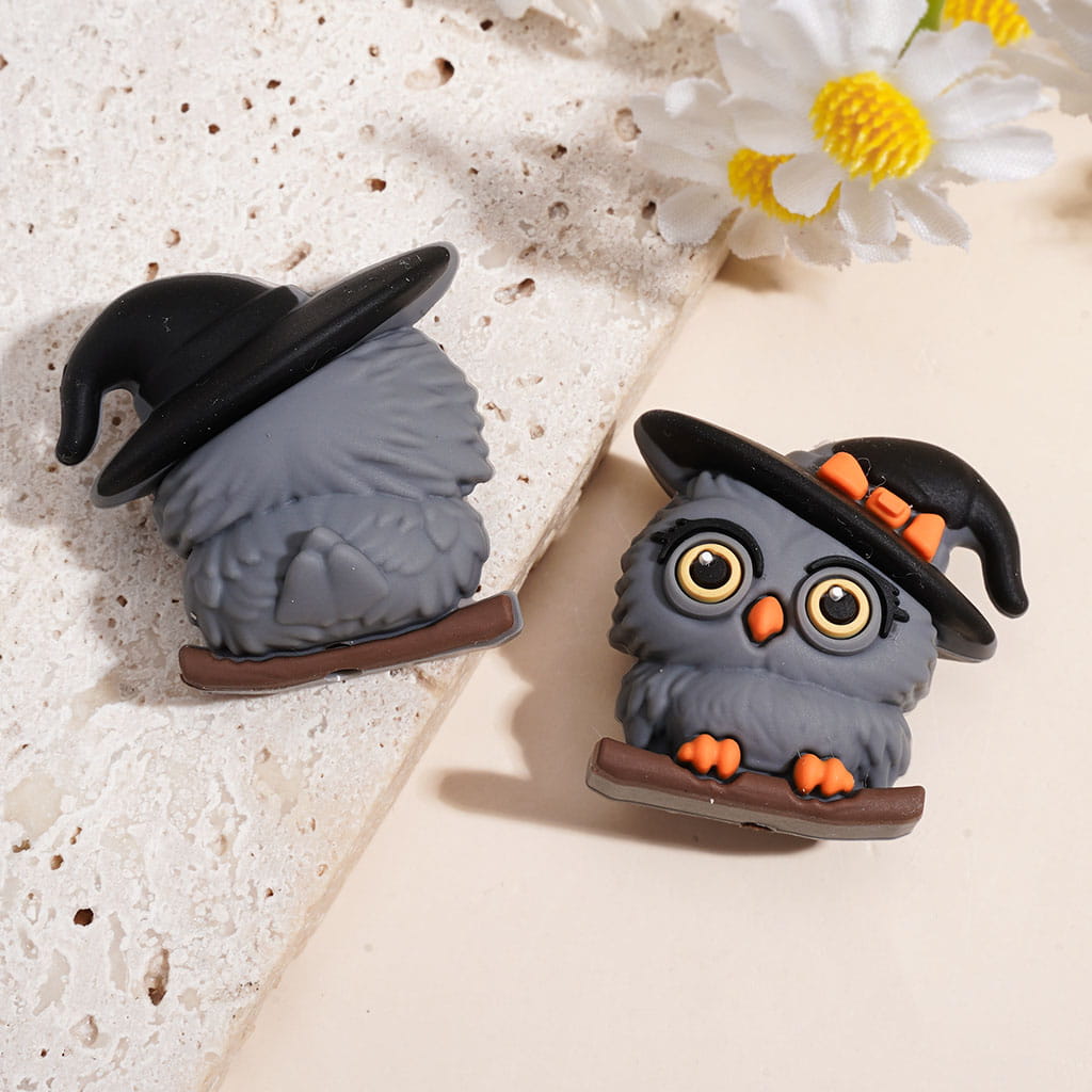 Close up wizard hat owl silicone focal beads mixed color craft pen supplies