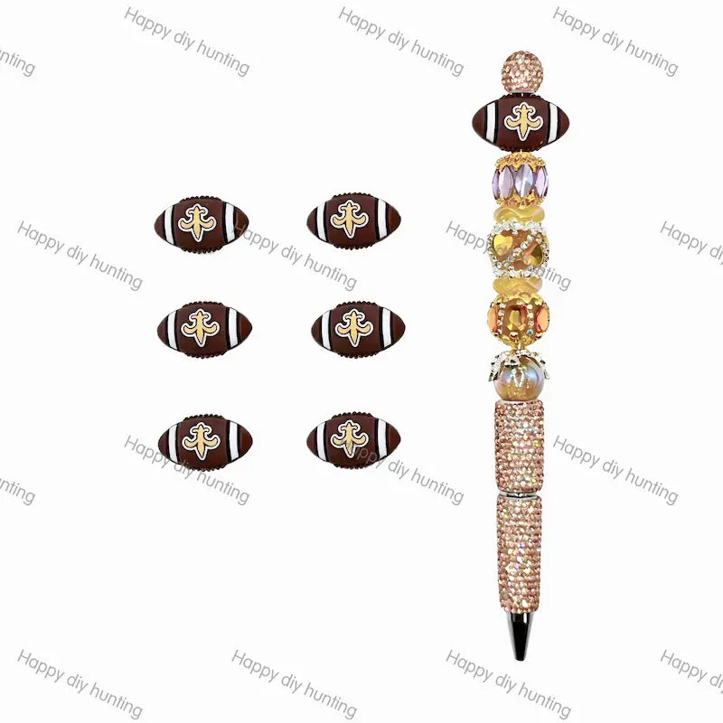 Coffe_brown_New_Orleans_Saints_Silicone Focal Beads, Wholesale Silicone Focal Beads for Pens2
