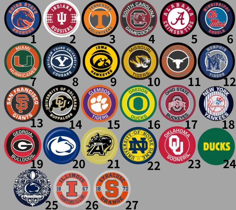 College Football Teams Silicone Focal Beads for DIY Beadable Pens