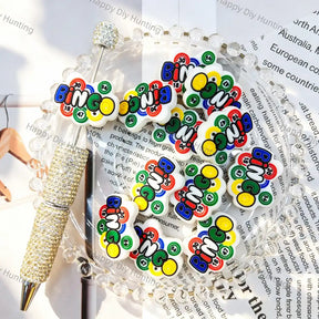colorful bingo letter printed cloud shaped silicone focal beads for diy beadable pen craft wholesale