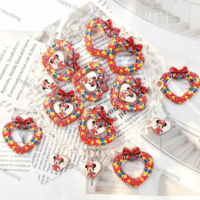 colorful polka dot heart bow cartoon female mouse graphic acrylic focal beads for diy beadable pen craft wholesale