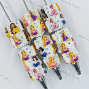 colorful dreamy fairytale maiden cartoon print beadable pens for diy silicone focal bead craft wholesale