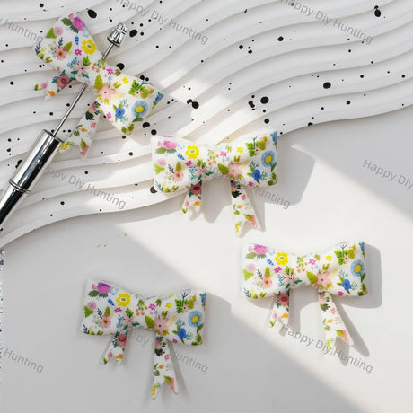 Wildflower Print Bow Silicone Focal Beads for beadable pen DIY crafts