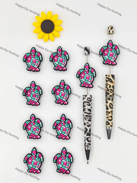 Colorful Tortoise Silicone Focal Beads Wholesale, silicone focal beads for pens