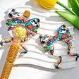 Silicone bow beads featuring a colorful retro cartoon dog with sunglasses print design. Soft, durable, and flexible, perfect for beadable pens, keychains, and handmade crafts.