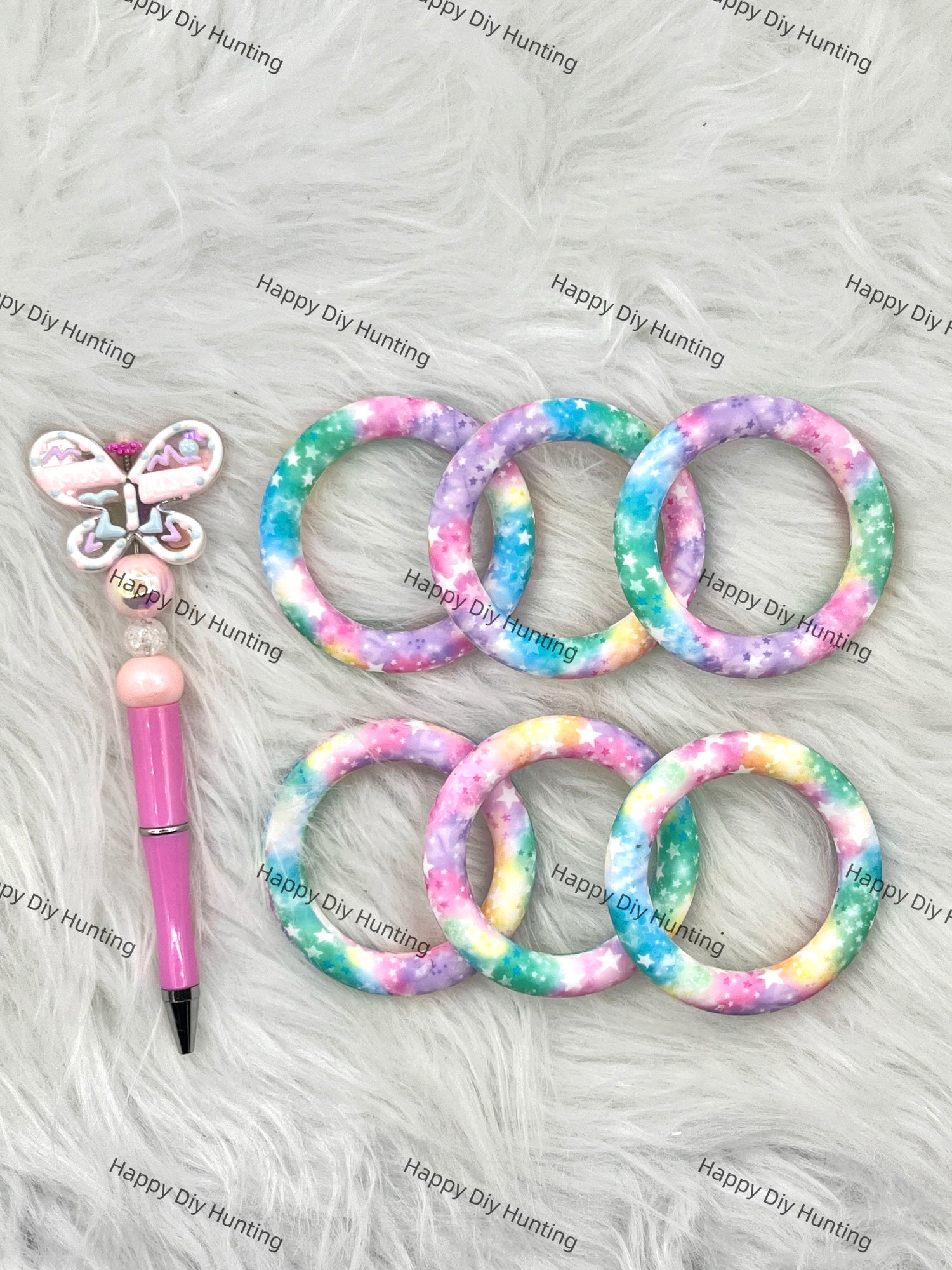 Colourful Beadable Silicone Ring Car Hanger Charm Loop