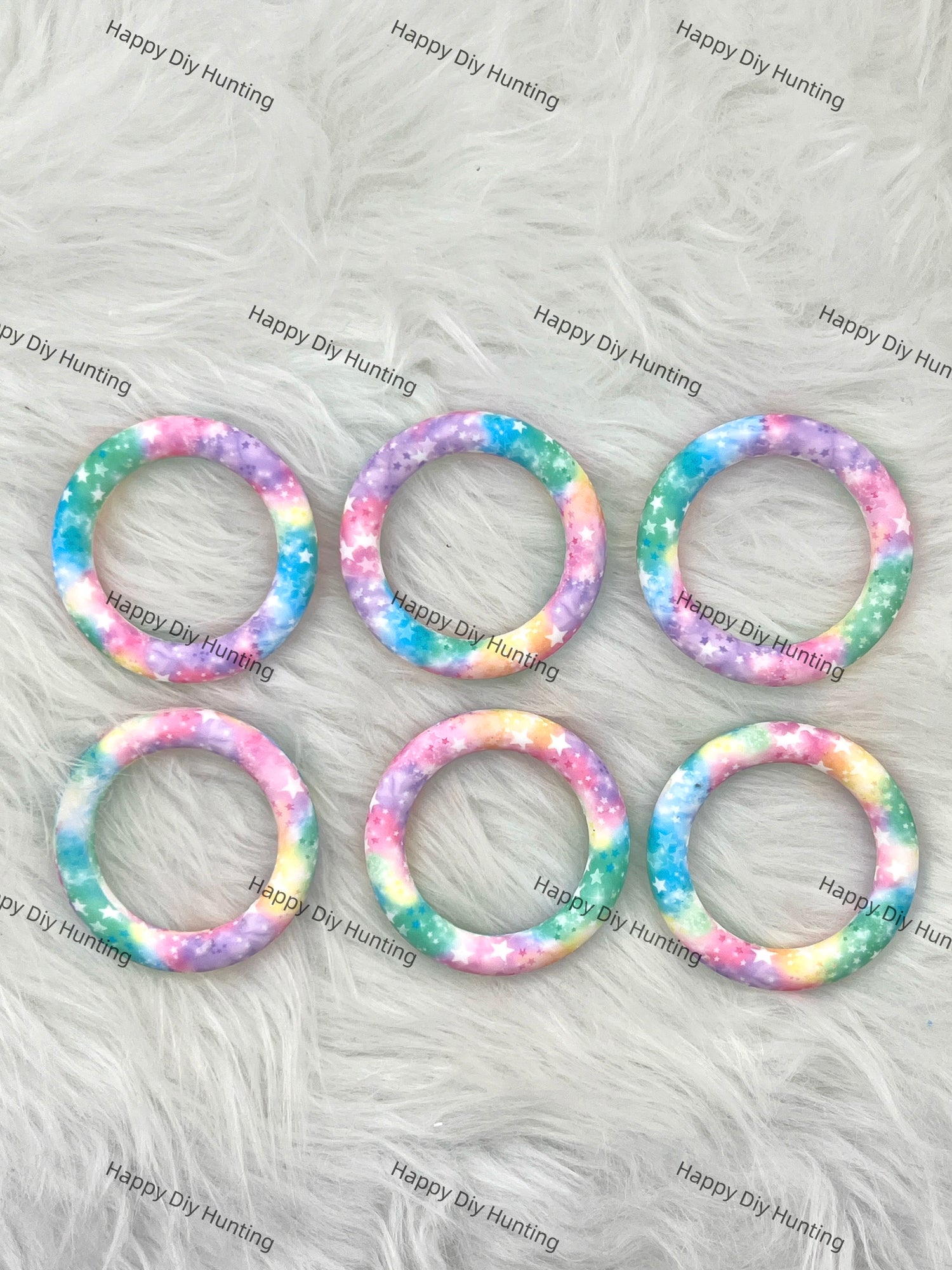 Colourful Beadable Silicone Ring Car Hanger Charm Loop