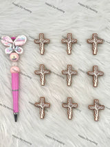 Finished DIY Pen With Brown Cross Silicone Focal Beads