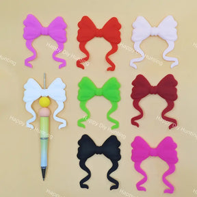 Multicolor cute bow silicone focal beads for custom beaded pen making