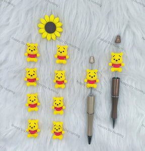 Cute 3D Bear Silicone Focal Beads Wholesale for Pen DIY