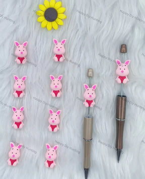 Cute 3D Pig Silicone Focal Beads Wholesale for Pen DIY