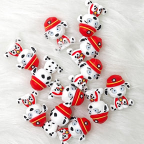 Cute 3d dog with red hat Silicone Focal Beads Wholesale, animal Focal Bead