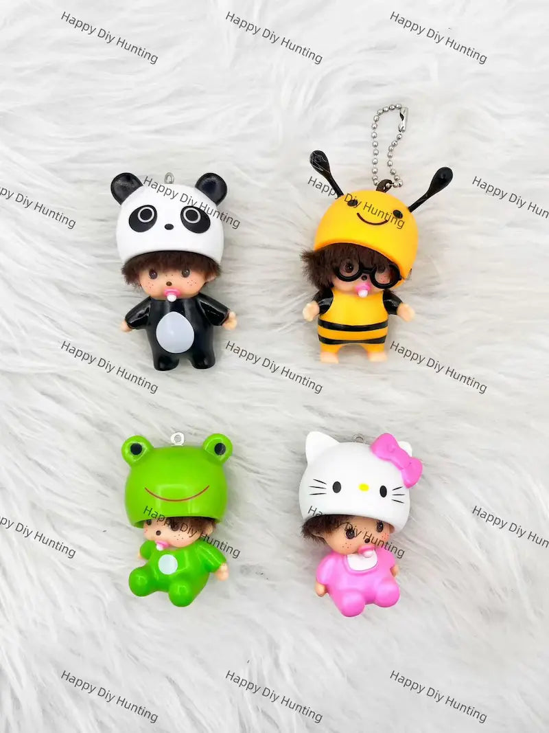 Cute Animal Costume Retro Doll Pen Topper for Kawaii Stationery & Beadable Pen Craft Decor