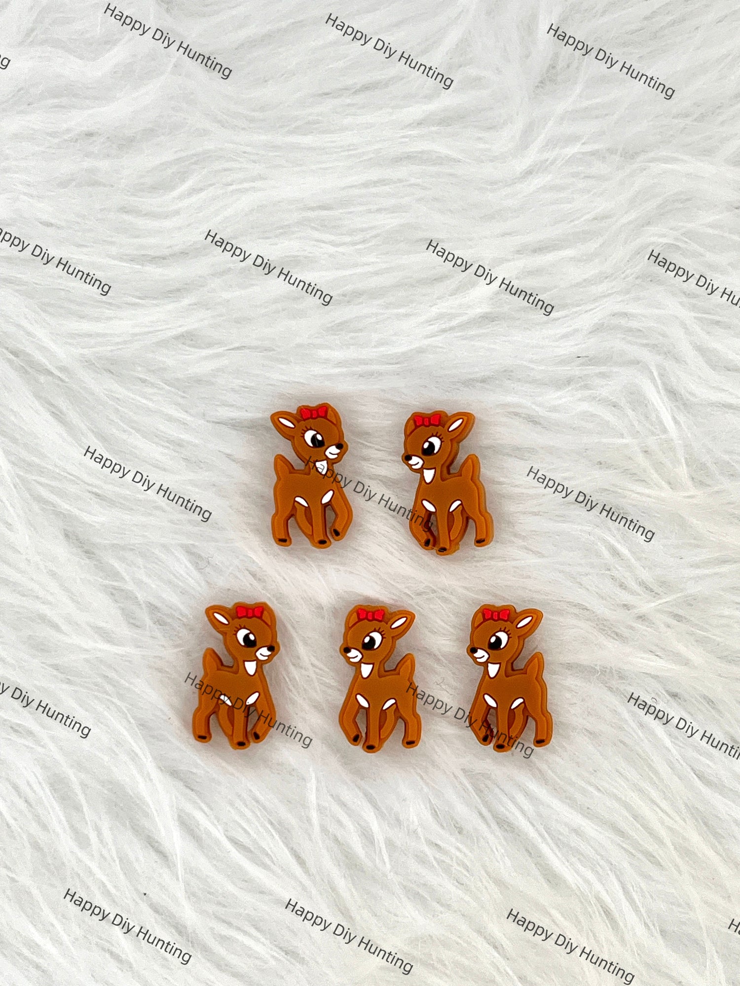 Cute Baby Deer with Bow,Animal Silicone Focal Beads Wholesale
