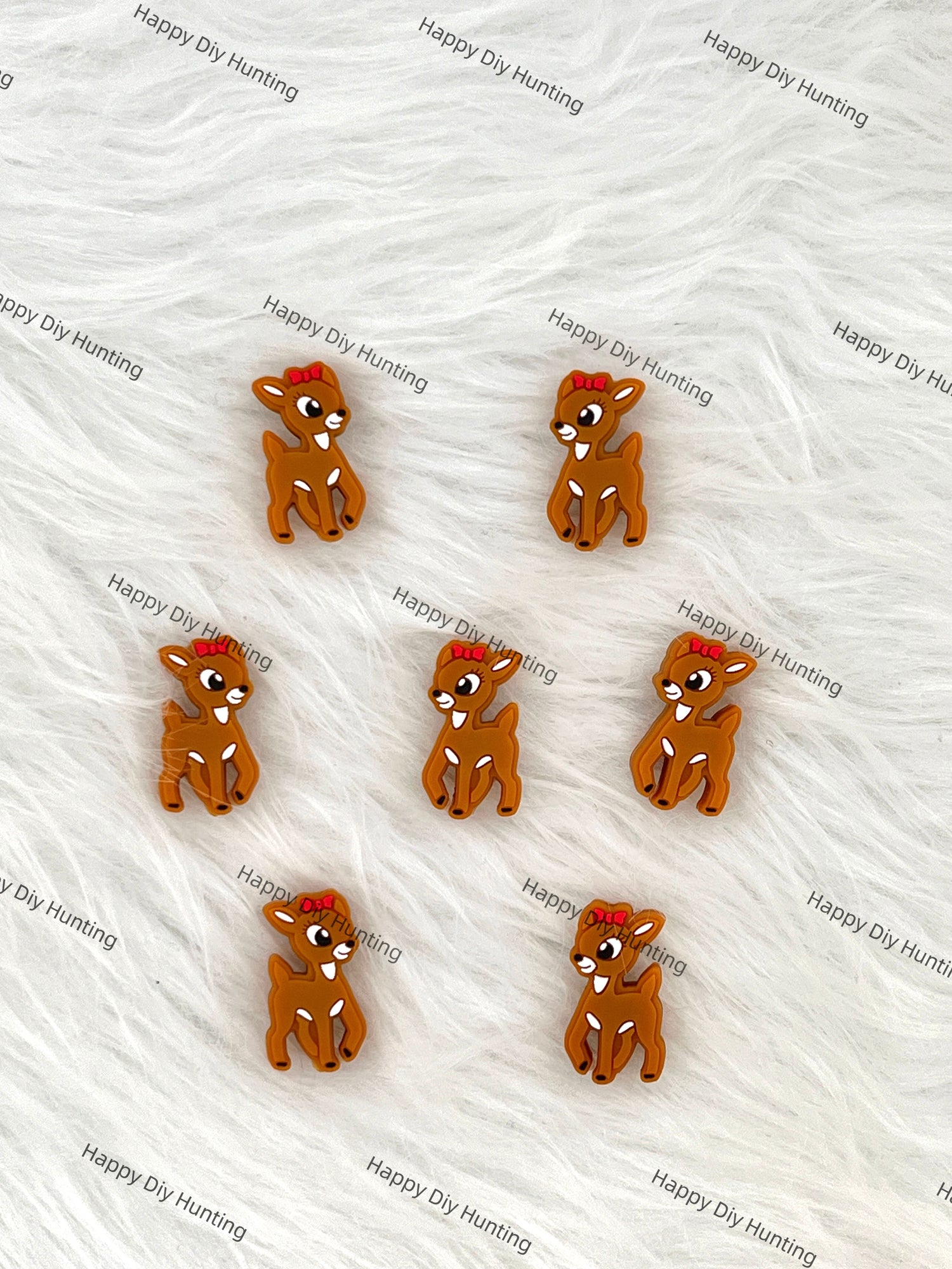 Cute Baby Deer with Bow,Animal Silicone Focal Beads Wholesale