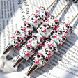 cute black spotted cow beadable pens with white resin and tiny rhinestones for diy handmade craft stationery wholesale