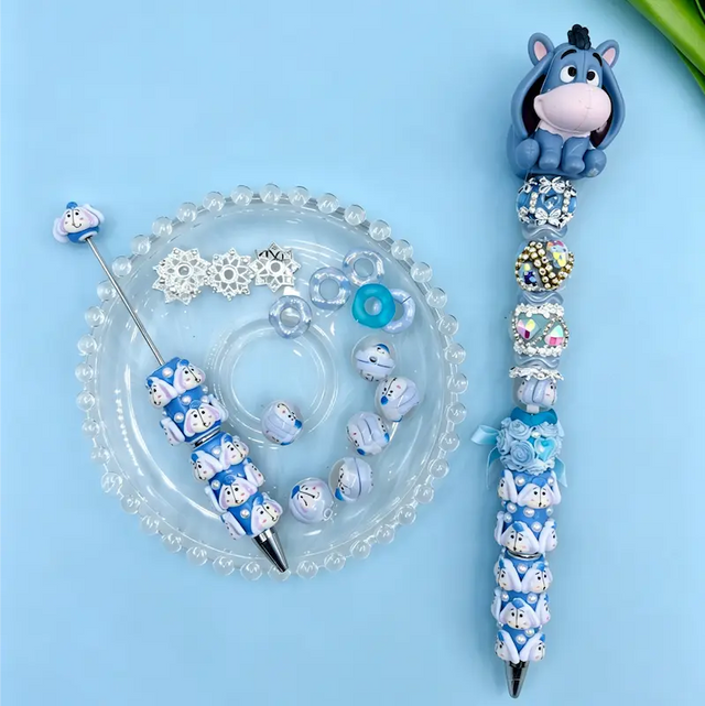 Cute Blue Donkey Beadable Pen Kit