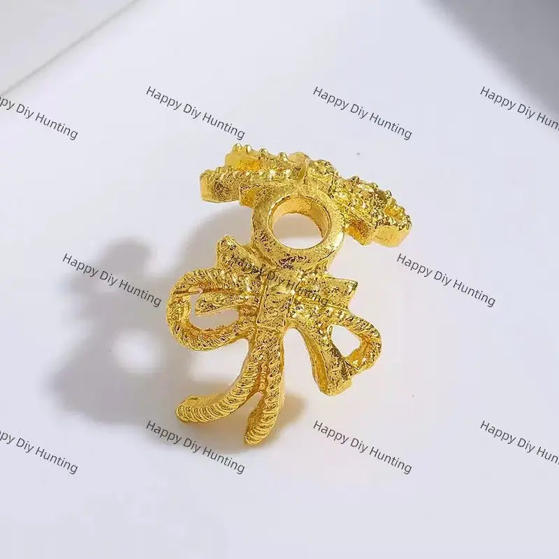18K Gold Plated Bow Bead Caps Spacer for 16mm DIY Handmade Jewelry