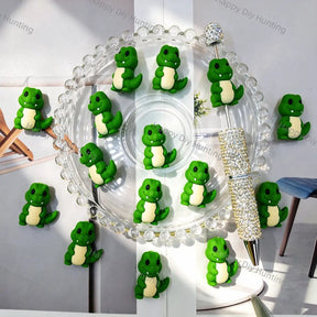 cute cartoon 3d green crocodile silicone focal beads for diy beadable pen craft wholesale