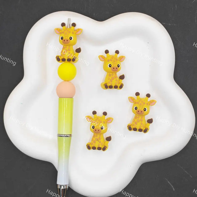 Cute cartoon giraffe silicone focal beads for beadable pen DIY craft