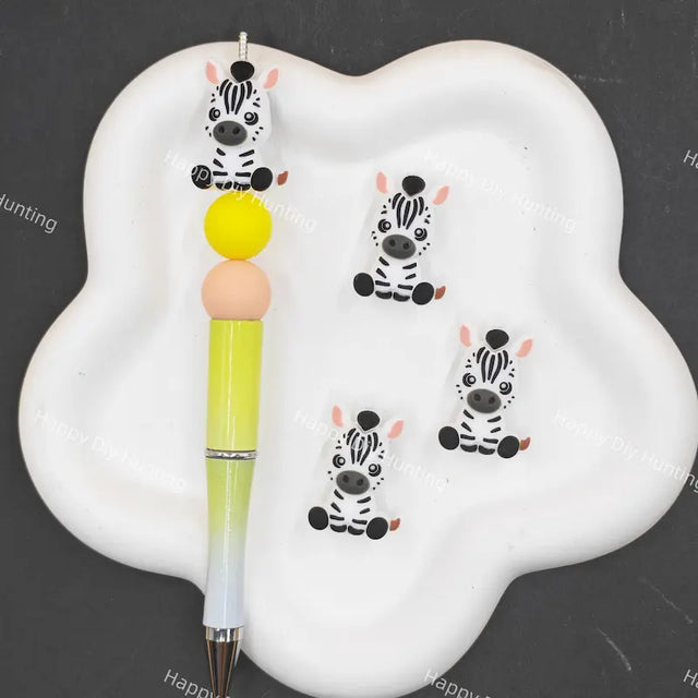 Cute cartoon zebra silicone focal beads for beadable pen DIY craft