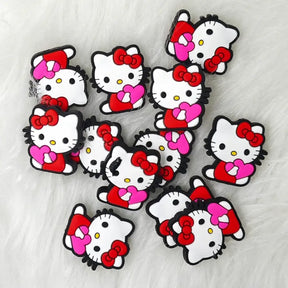 Cute Cat With Heart Silicone Focals for Pet Themed Beadable Pen Craft