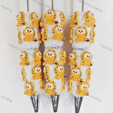 Cute Orange Striped Chubby Cartoon Cat Printed Beadable Pens Wholesale, Matches All Focal Beads & Pen Toppers