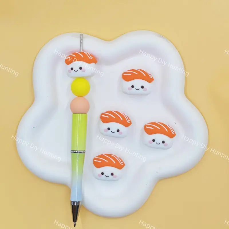 Cartoon sushi silicone focal beads for custom beaded pen making