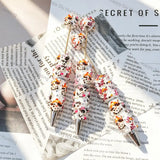 cute spotted cow beadable pens with white resin and tiny rhinestones for diy handmade craft stationery wholesale
