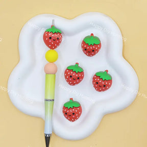 Cute strawberry silicone focal beads for beadable pen DIY craft