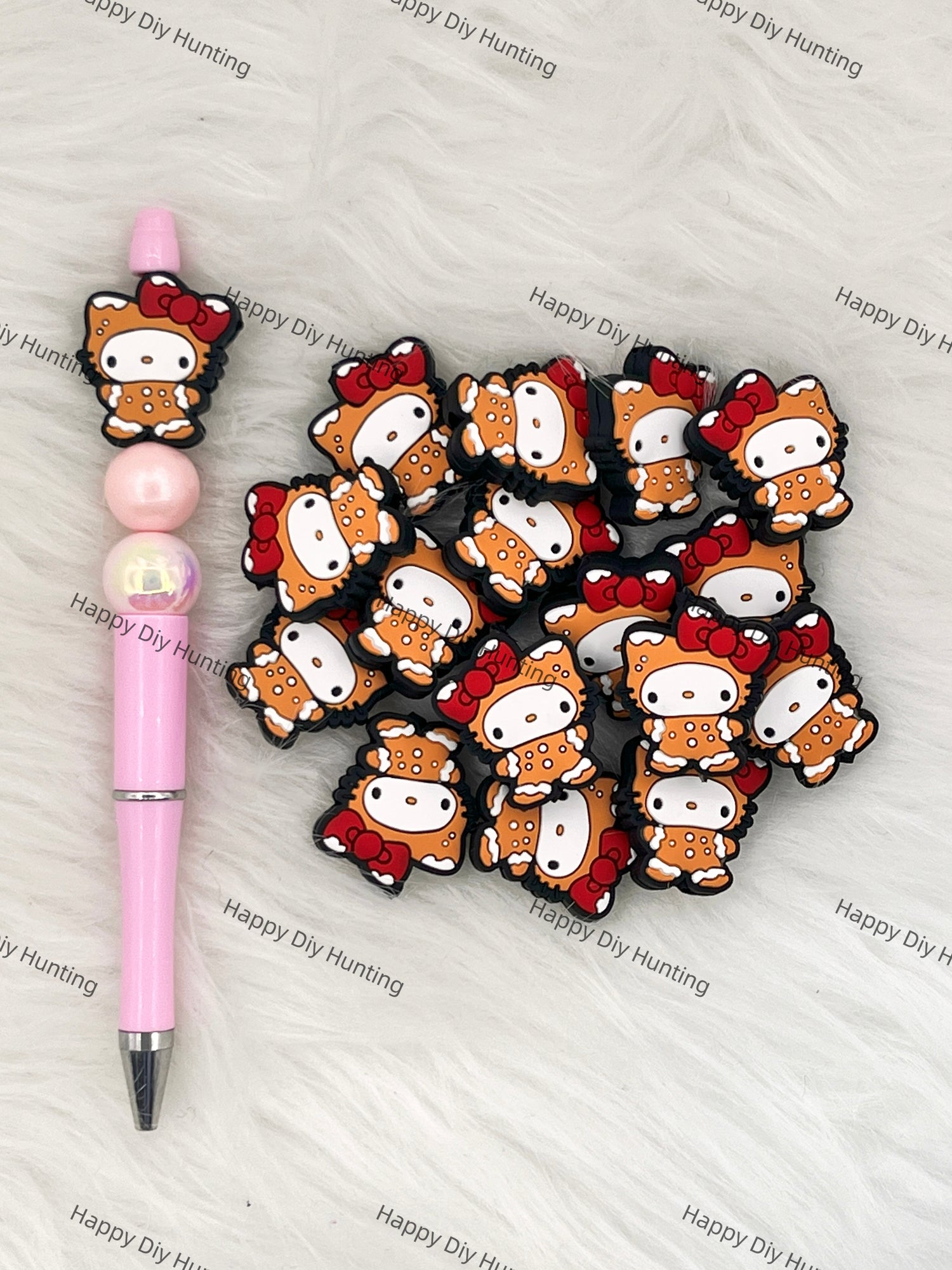 Cute Yellow HK Cat Silicone Focal Beads Wholesale, silicone focal beads for pens