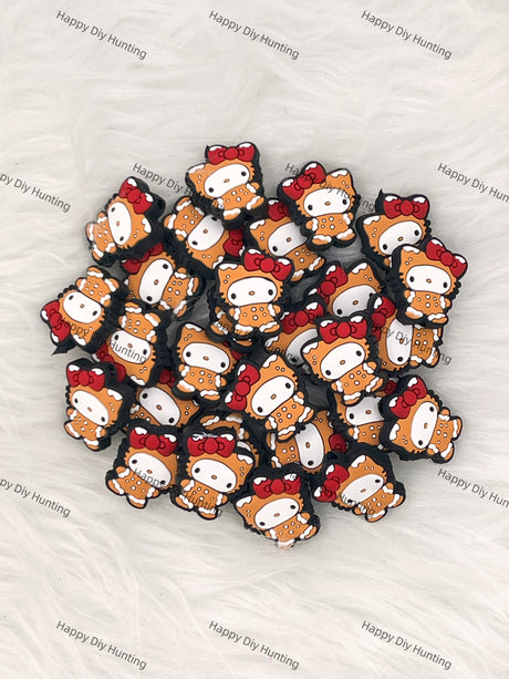 Cute Yellow HK Cat Silicone Focal Beads Wholesale, silicone focal beads for pens