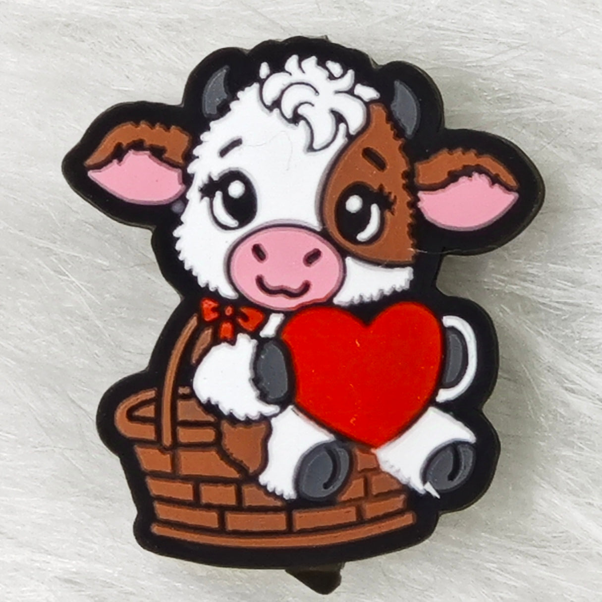 Cute Cow with Heart Silicone Focal Beads wholesale, Valentine’s day focal beads