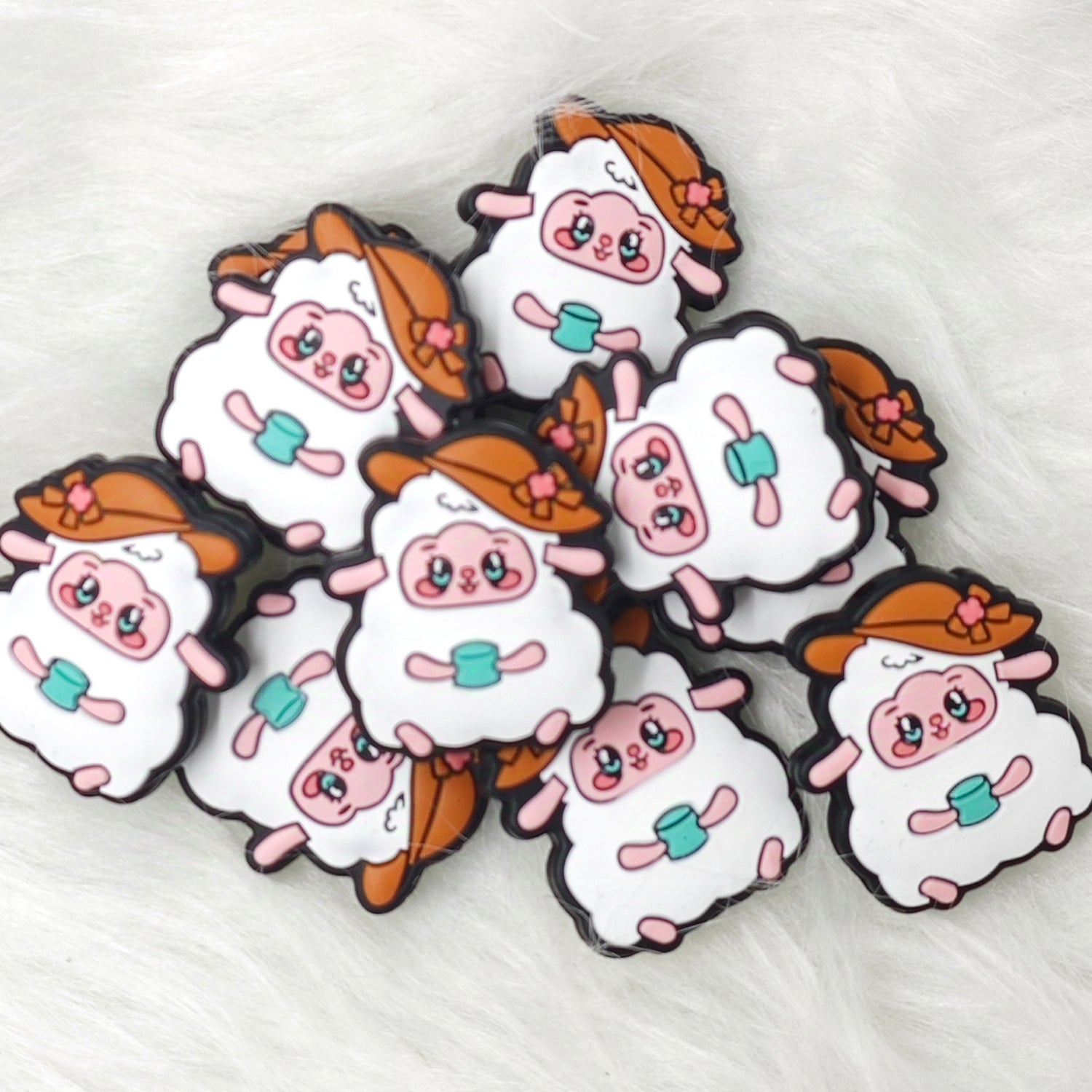 Cute sheep Silicone Focal Bead, sheep focal beads wholesale, Animal Shaped Beads
