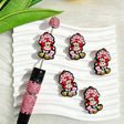 Silicone focal beads featuring a cute cartoon girl wearing a strawberry hat. Soft, durable, and flexible, perfect for beadable pens, keychains, and handmade crafts.