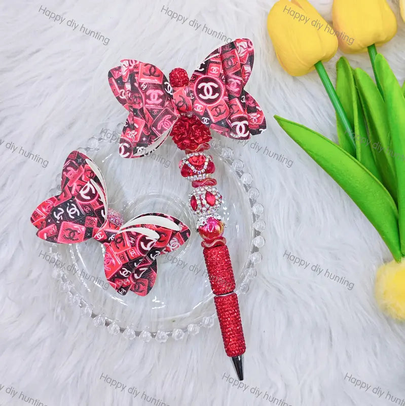 Colorful Printed Bow Fancy CC Designer Beads