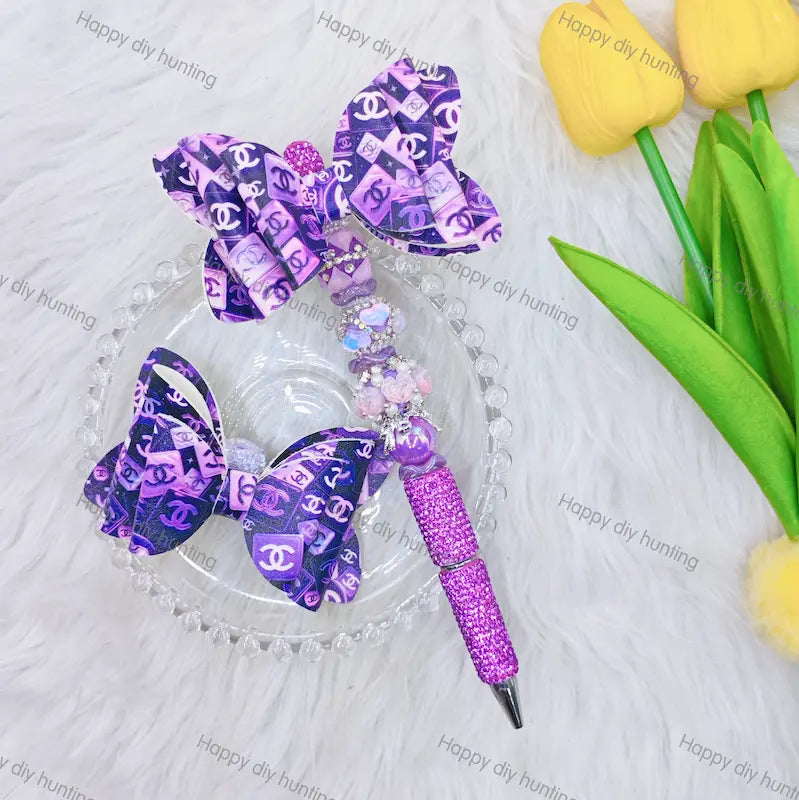 Colorful Printed Bow Fancy CC Designer Beads