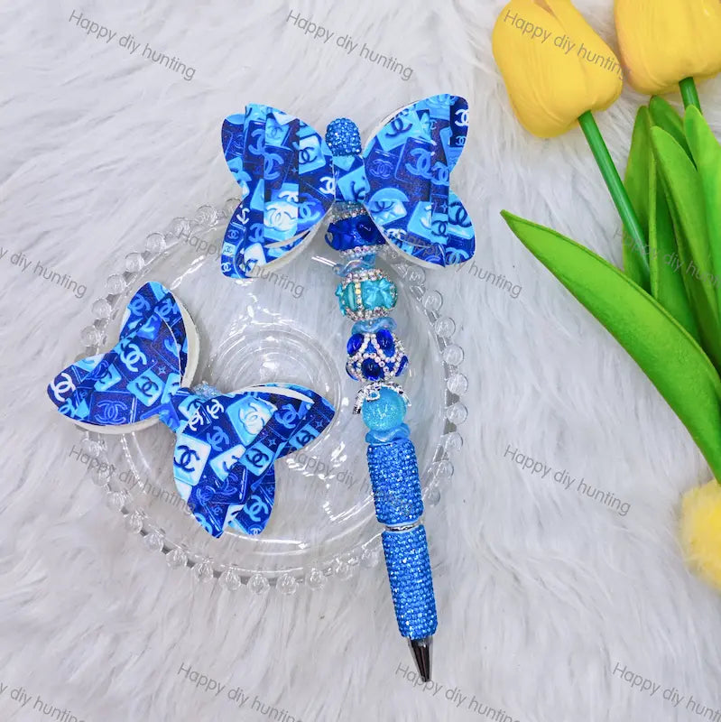 Colorful Printed Bow Fancy CC Designer Beads