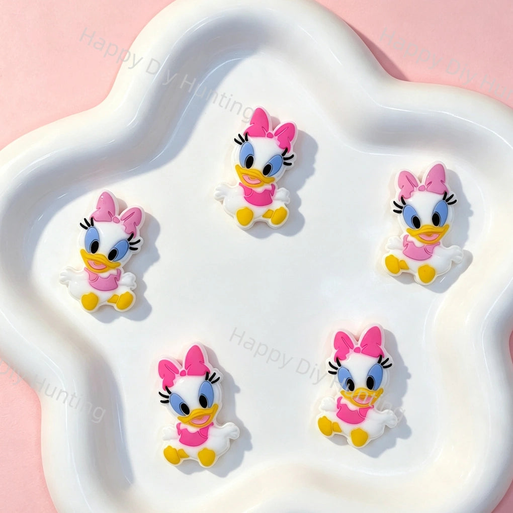 Daisy Duck With Pink Hat Silicone Focal Beads