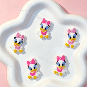Daisy Duck With Pink Hat Silicone Focal Beads