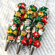 dark green 3d mixed christmas mini figure beadable pens with rhinestone accents for diy handmade holiday stationery crafts wholesale