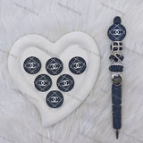 Dark Round CC Pattern Silicone Focal Beads, Wholesale Silicone Focal Beads for Pens2