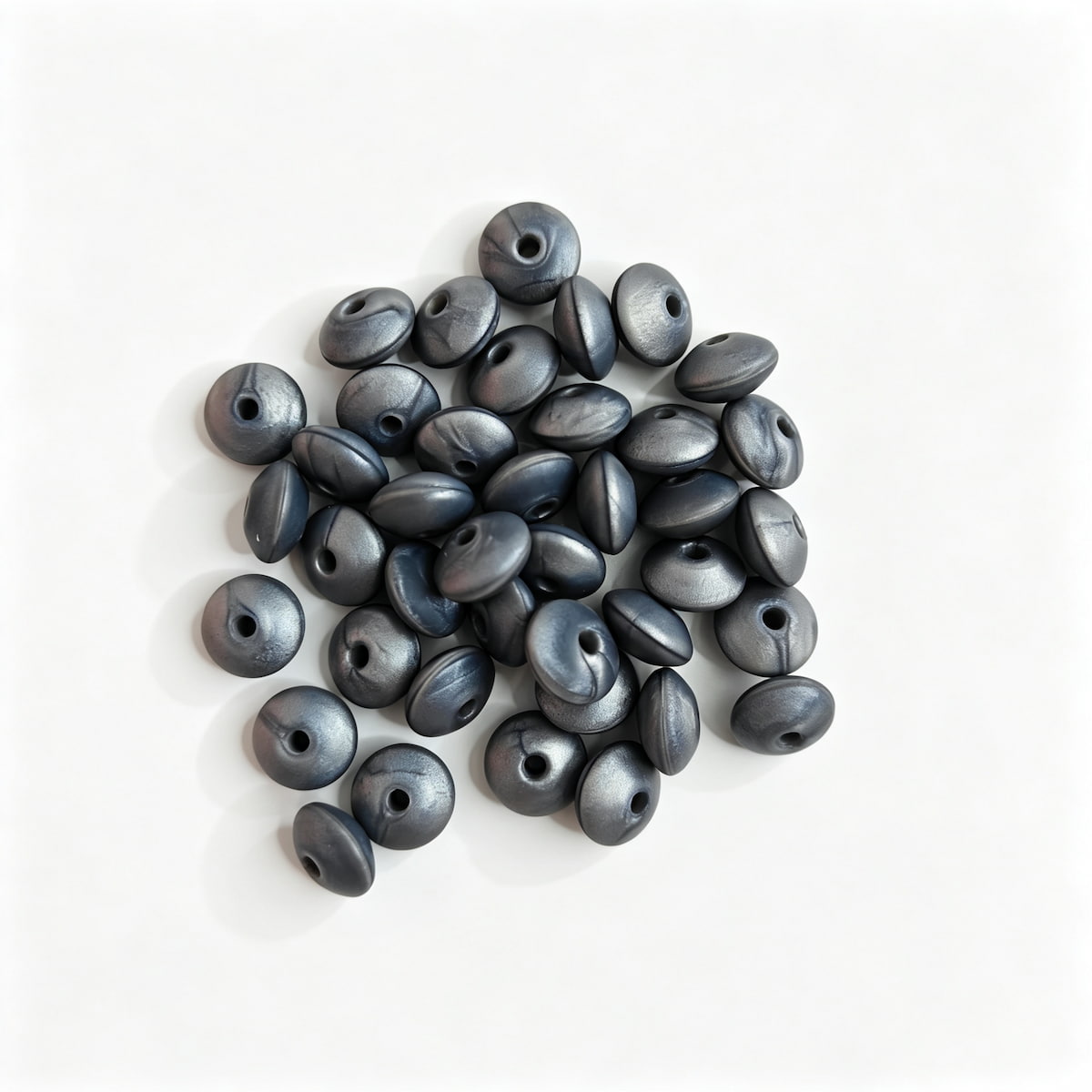 Dark gray round acrylic spacer beads. Smooth, lightweight, and colorful, perfect for beadable pens, keychains, and handmade crafts