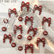 deep red bow and round soda label graphic acrylic focal beads for diy beadable pen craft wholesale