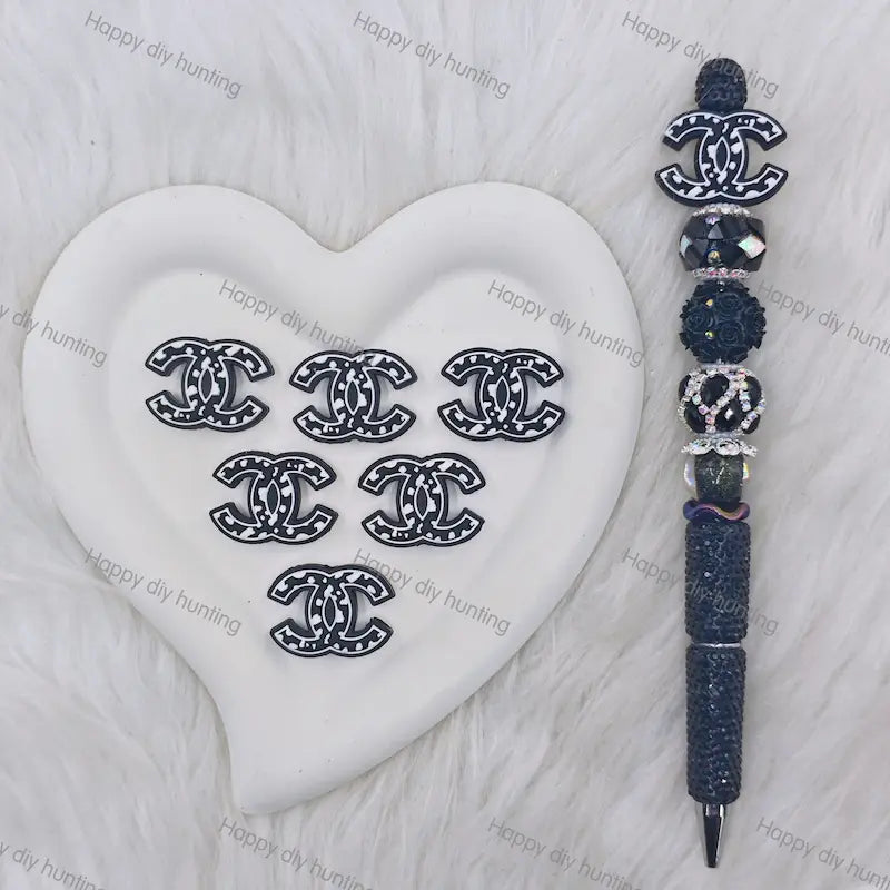 Black White CC Silicone Focal Beads, Wholesale Silicone Focal Beads for Pens