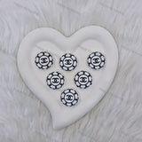 Black White Floral Round CC Silicone Focal Beads, Wholesale Silicone Focal Beads for Pens